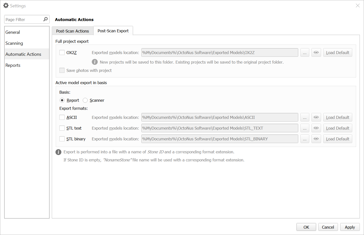 Centralized Settings of Diamond Scanning Software