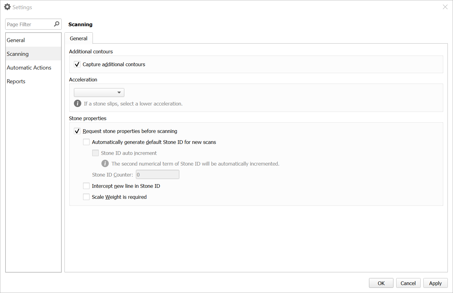 Centralized Settings of Diamond Scanning Software