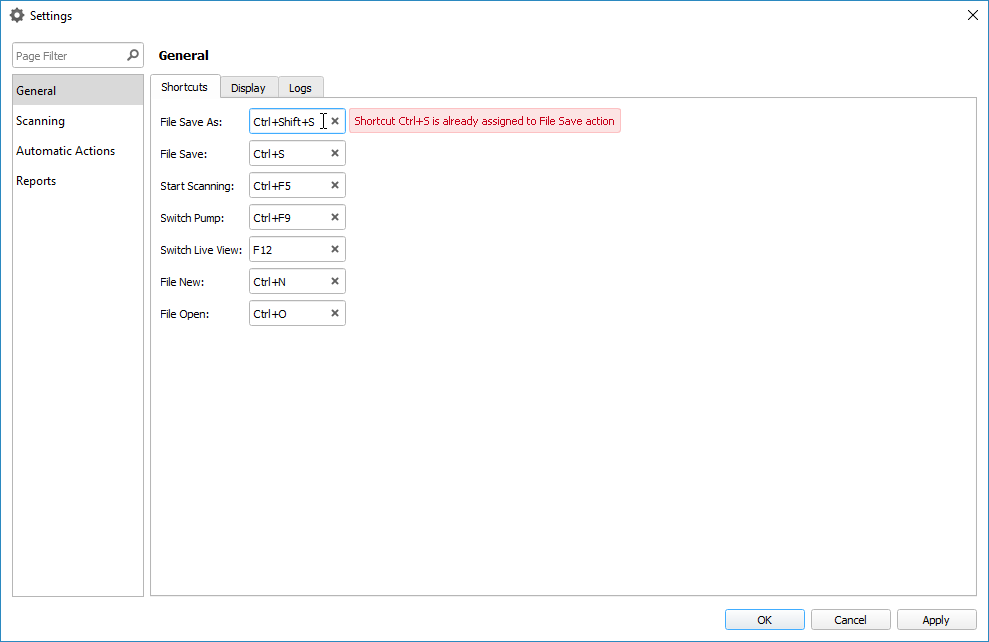 Centralized Settings of Diamond Scanning Software